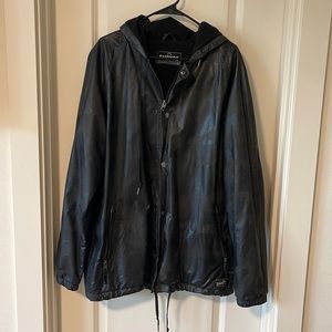 Mens button and zip up rain jacket